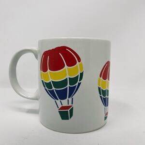 Vintage 90s FTD Rainbow hot air balloon white coffee mug
